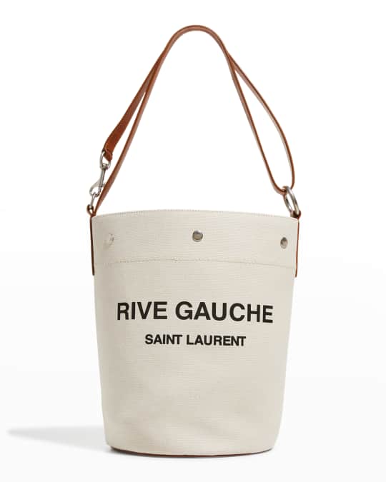 Saint Laurent Rive Gauche Canvas Bucket Bag | Neiman Marcus