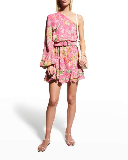 Hemant Nandita Belted One Shoulder Short Dress Neiman Marcus