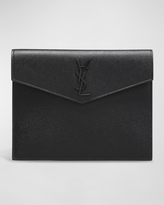 SAINT LAURENT Uptown textured-leather pouch