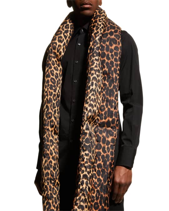 Saint Laurent Men s Leopard Print Puffer Scarf Neiman Marcus