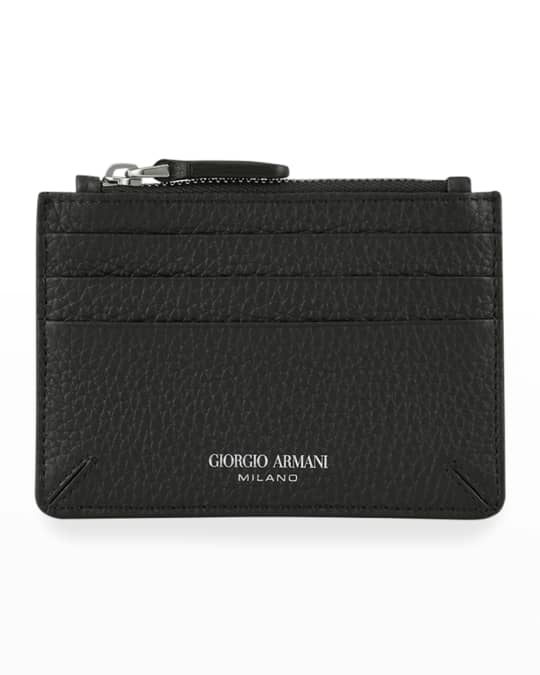 Armani Men's Leather Zip Card Holder Neiman Marcus