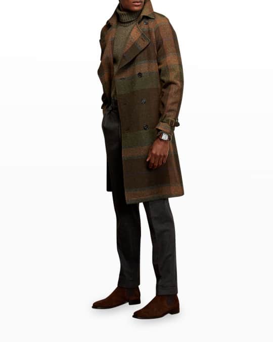 Men's plaid sales trench coats