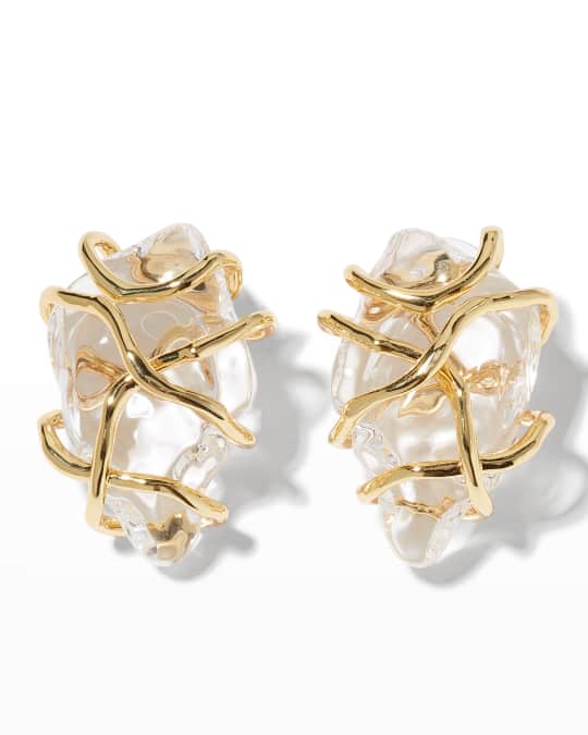 Twisted Gold Liquid Lucite Large Post Earrings