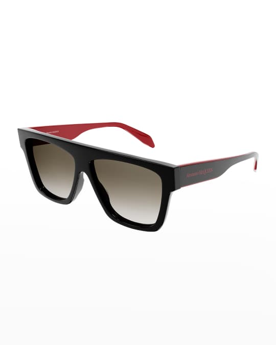 Alexander McQueen Men's Flat Top Squared Acetate Sunglasses Neiman Marcus