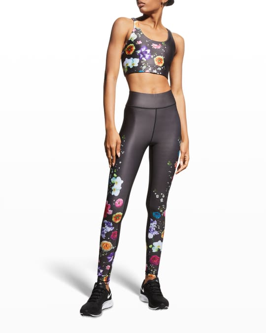 UpLift Leggings in Black Rainbow Star Foil with Tall Band