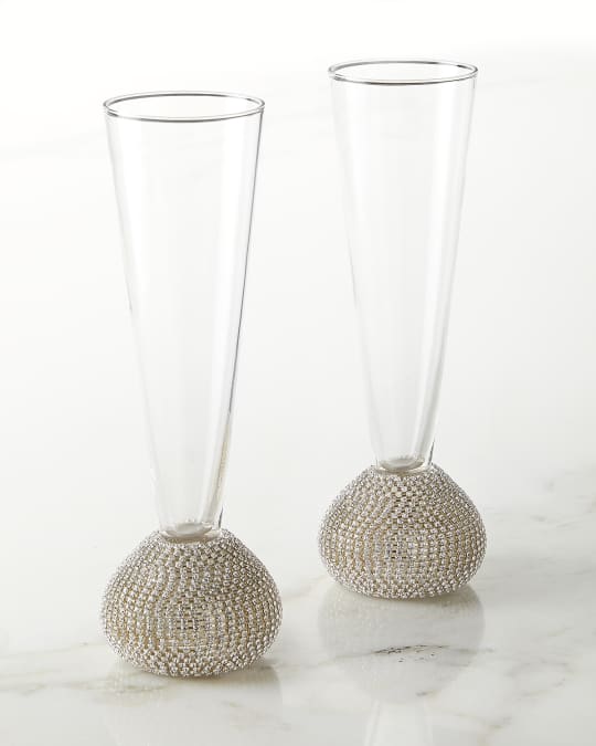 Silver Bling Flute Glasses, Set of 2
