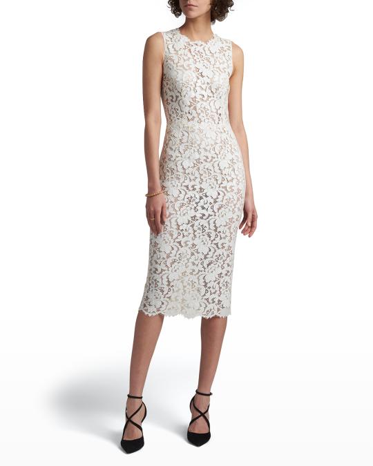 lace scallop bodycon dress Dolce&Gabbana Scallop-Trim Midi Color:Whisper Lilac From dinners to date COLLAR Aesthetic attire | Gown