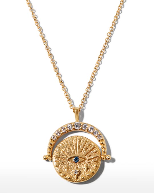Sun Ray Evil Eye Pendant Necklace