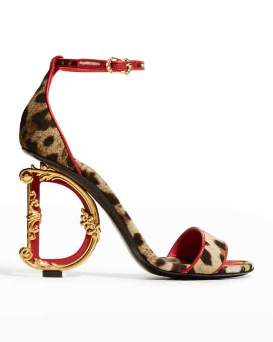 DG Cherry Leopard Baroque Heel Sandals