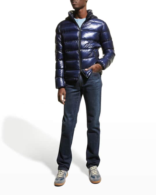 Men s Shiny Nylon Jacket w Removable Hood