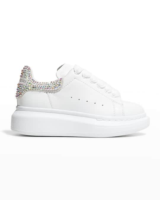 Alexander McQueen Girl s Oversized Swarovski Crystal Leather Sneakers Toddler Kids Neiman Marcus
