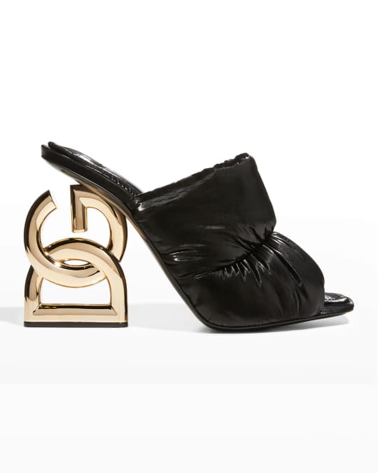 Dolce&Gabbana Quilted Nylon DG Heel Slide Sandals | Neiman Marcus