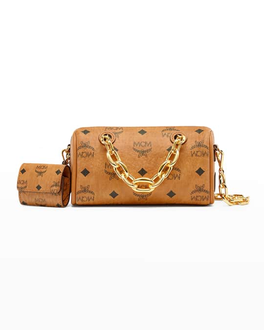 Mcm Boston Bag in Visetos Original Cognac Visetos