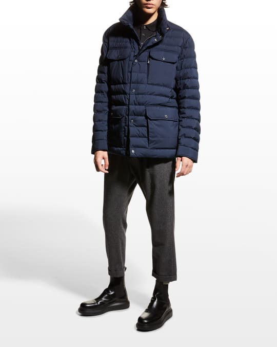 BOSS Men's Quilted Puffer Hood Jacket w/ Pockets | Neiman Marcus