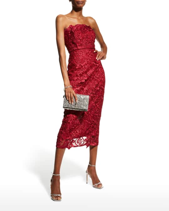 Badgley mischka strapless lace cocktail dress discount