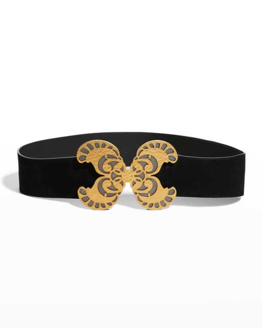 【SAINT LAURENT】BUTTERFLY SUEDE BUCKLE BELT Saint Laurent Butterfly Suede Buckle Belt | Neiman Marcus