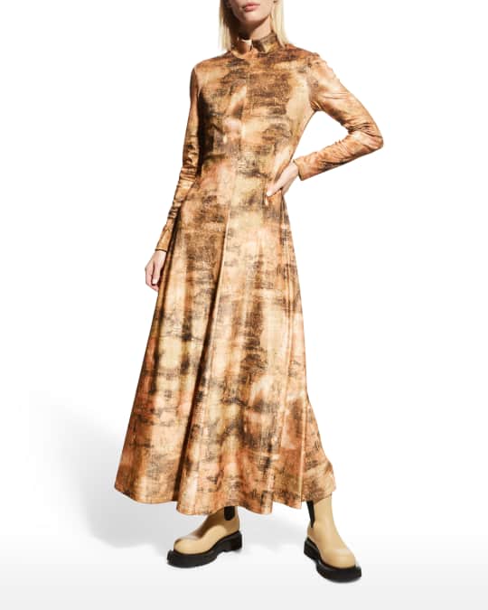 Velvet Abstract-Print Maxi Dress