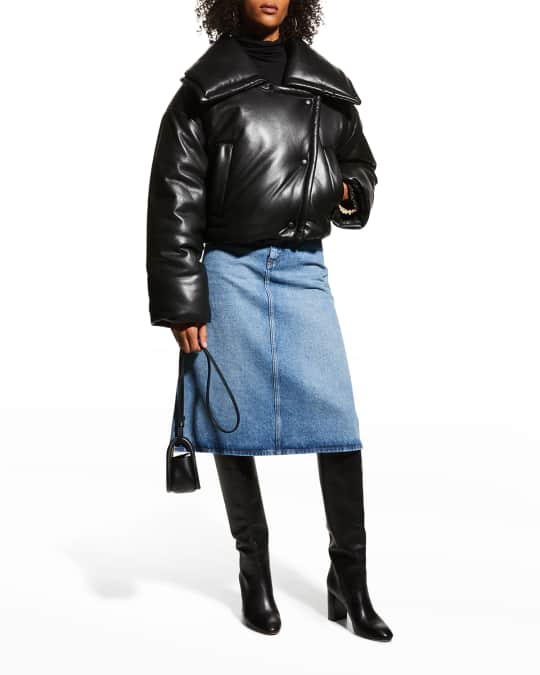 nanushka faux leather puffer