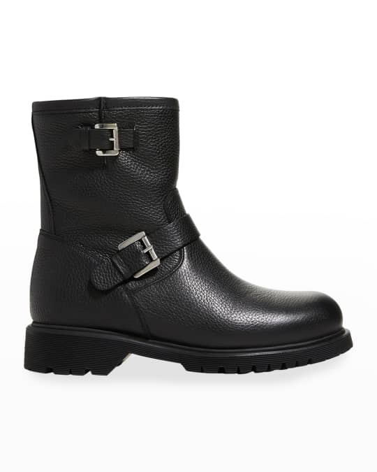 Hermione Leather Shearling Moto Booties