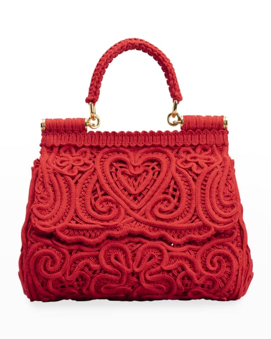 Dolce&Gabbana Sicily Small Heart Crochet Satchel Crossbody Bag | Neiman ...