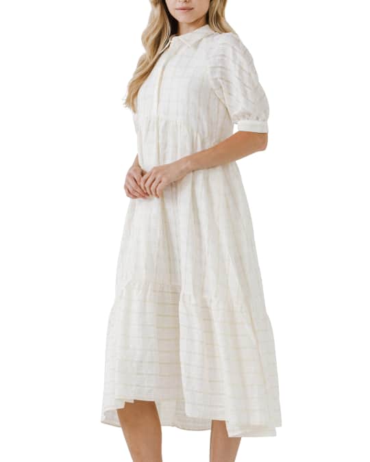 knee length dresses for ladies Navy Gingham Sloan Maxi Dress main image 0