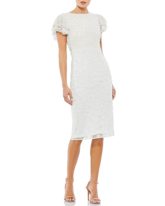 Short Sleeve Beaded Cocktail Dress