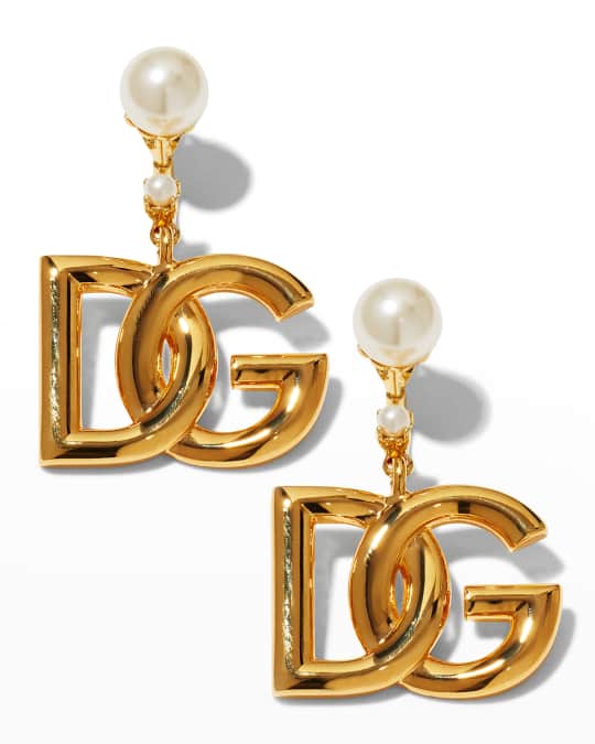 Dolce&Gabbana Pearly DG Drop Earrings | Neiman Marcus