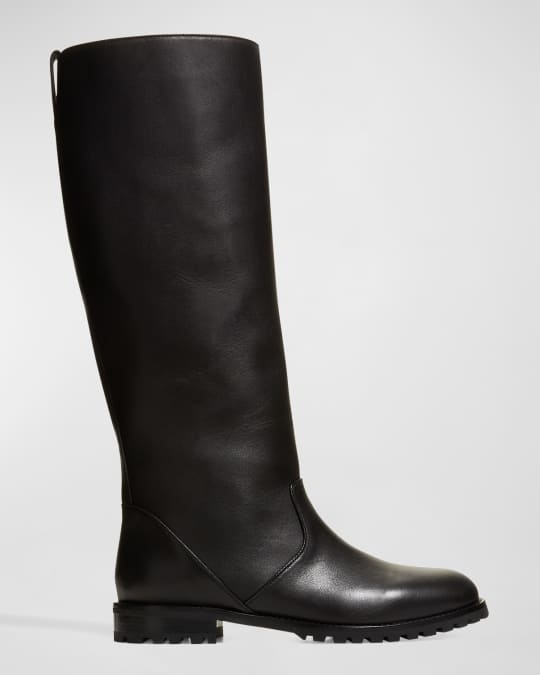 Manolo Blahnik Motosahi Tall Lug-Sole Leather Boots | Neiman Marcus