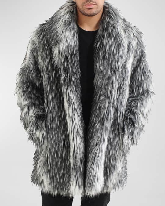 Men s Shawl Collar Faux Fur Coat