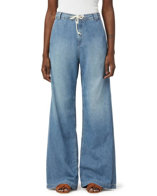Hudson Drawstring Wide-Leg Denim Trousers Neiman Marcus