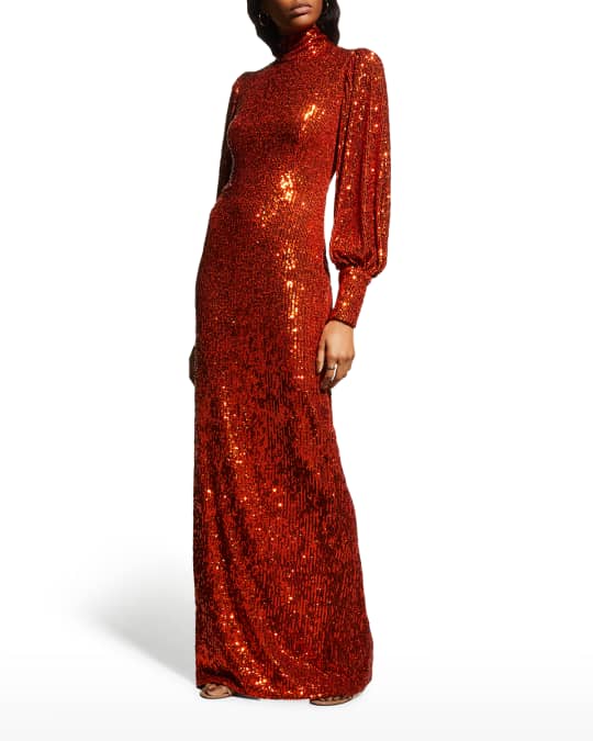 Puff Sleeve Sequin Gown