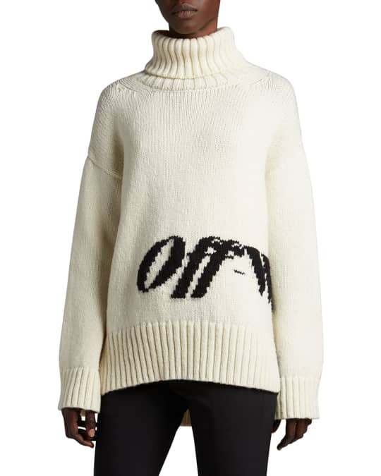 Off-White Turtleneck Logo-Intarsia Sweater | Neiman Marcus