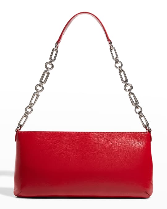 BY FAR Holly Gloss Grained Leather Shoulder Bag | Neiman Marcus