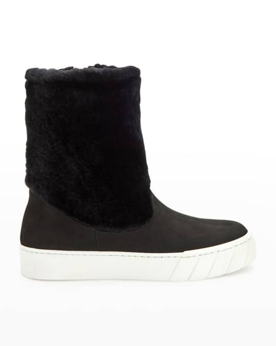 Aquatalia Nelle Suede Shearling Zip Boots Neiman Marcus