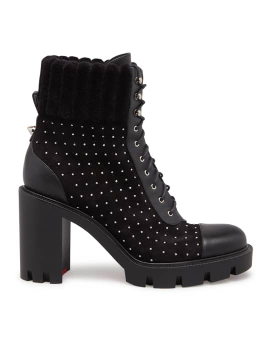 Christian Louboutin Dakita Studded Leather Red Sole Booties