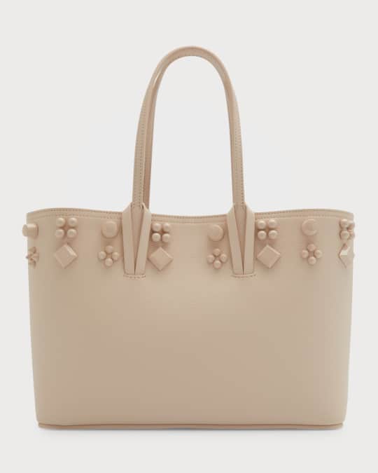 CHRISTIAN LOUBOUTIN Cabata Small Spike Leather Tote Bag Live Beige