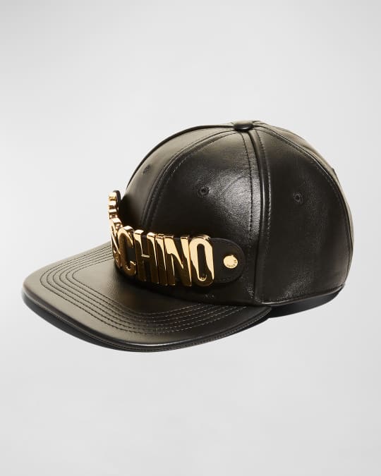 Moschino Men's Logo-Strap Leather Baseball Hat Neiman Marcus