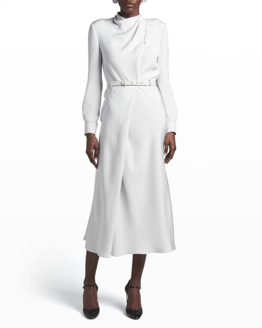 ワンピース GIORGIO ARMANI SILK MIDI DRESS Giorgio Armani Silk Wrap Midi Dress with Tie Detail
