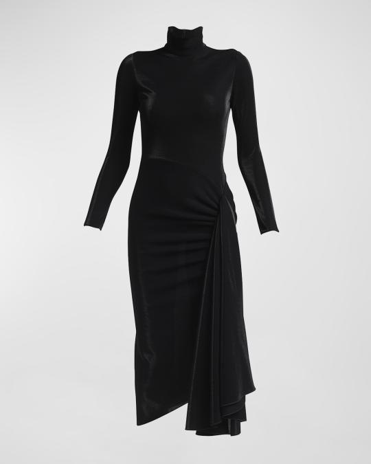 giorgio armani draped jersey dress Iridescent Midi Dress, Black, Women's, 38 (2) Casual & Work Dresses Jersey Dresses Jersey midi dress