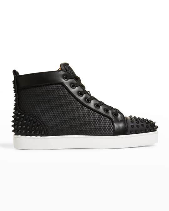 Christian Louboutin Men's Lou Spikes 2 Flat Studded Leather Sneakers