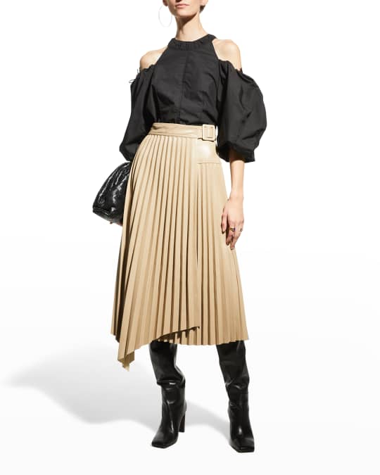 Alexis pleated 2025 leather skirt