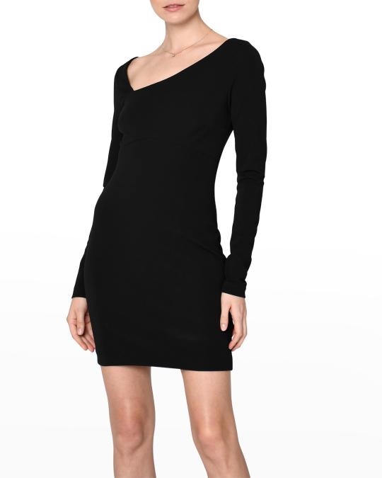 Nicole Miller Asymmetric-Neck Heavy Jersey Dress