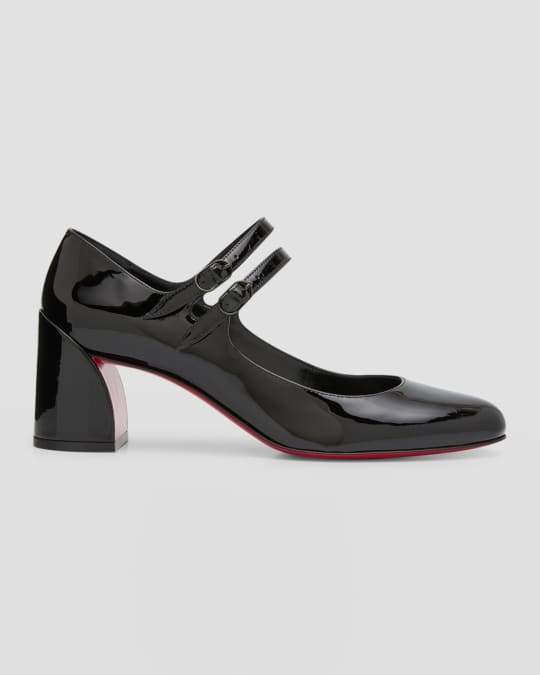 corneille asymmetric patent red sole pumps