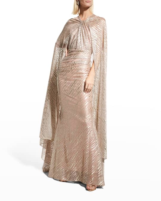Talbot Runhof Coppelia Draped Cape Gown | Neiman Marcus