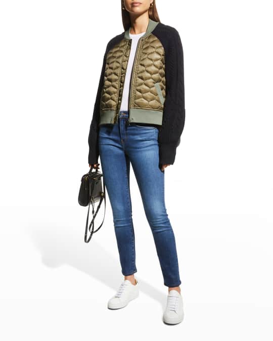 Veronica Beard Marjeti Mixed Media Bomber Jacket Neiman Marcus