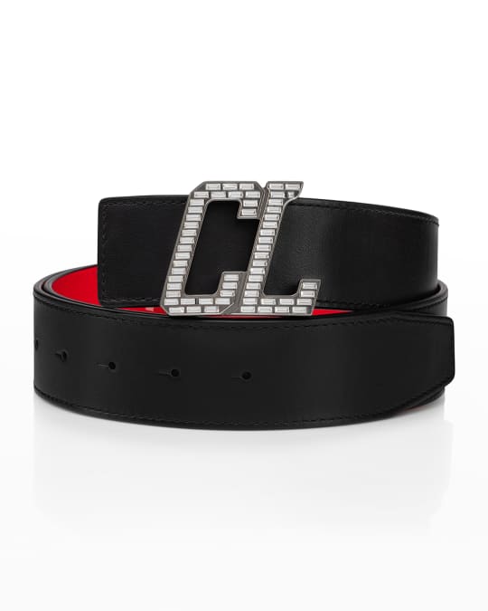 Happy Rui CL Logo Leather Belt in Black - Christian Louboutin