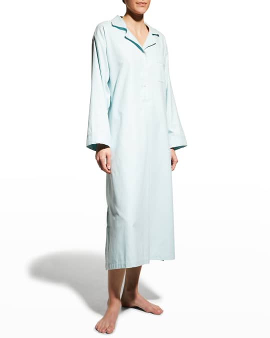 City Flannel Collared Pima Cotton Nightgown