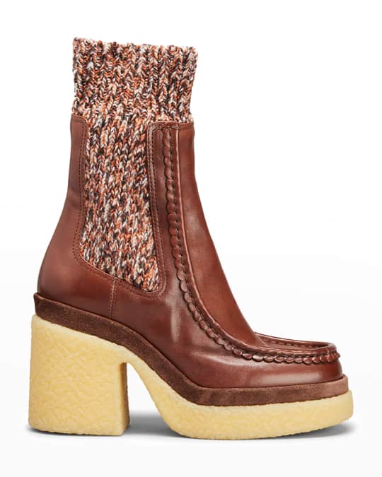 Jamie Calfskin Knit Sock Booties