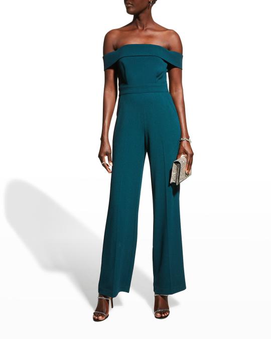 dress the population mason jumpsuit Dress the Population Black Label Julian Off-the-Shoulder Jumpsuit