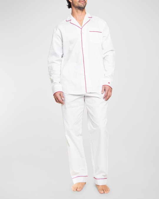 Petite Plume Men's Piped Cotton Pajama Set | Neiman Marcus